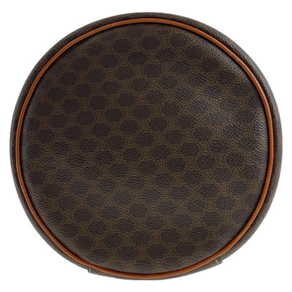 Celine Vintage Macadam Brown Gold Leather Handbag Vanity Bag