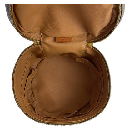 Celine Vintage Macadam Brown Gold Leather Handbag Vanity Bag