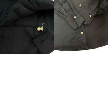 Chanel Faux Pearl 36 Black Gold Silk Long Sleeve Shirt Dress