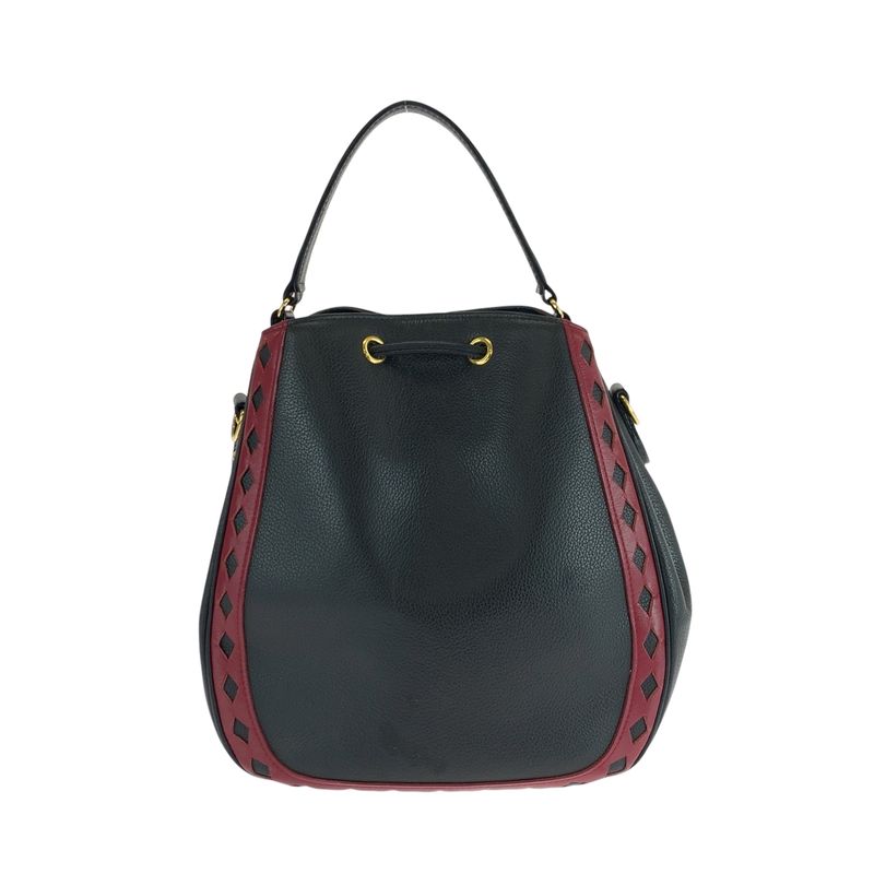 Saint Laurent Yves Vintage Diamond Cut Black Red Gold Leather Shoulder Bag