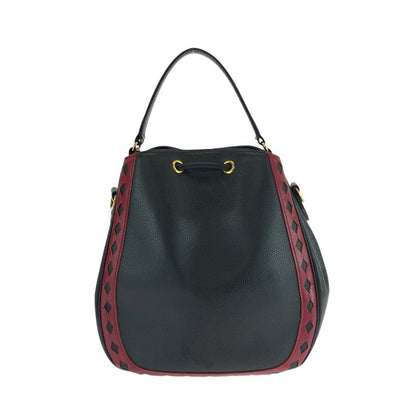 Saint Laurent Yves Vintage Diamond Cut Black Red Gold Leather Shoulder Bag