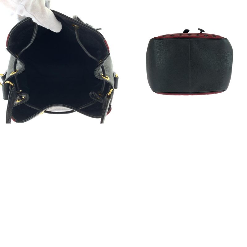 Saint Laurent Yves Vintage Diamond Cut Black Red Gold Leather Shoulder Bag
