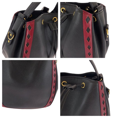 Saint Laurent Yves Vintage Diamond Cut Black Red Gold Leather Shoulder Bag