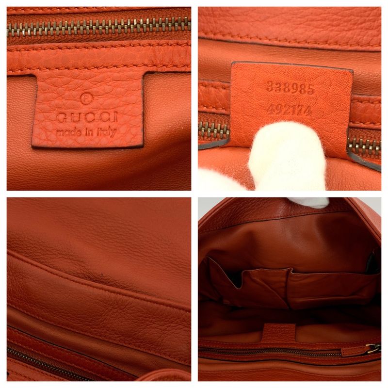 Gucci Bamboo Orange Brown Gold Leather Shoulder Bag Pochette