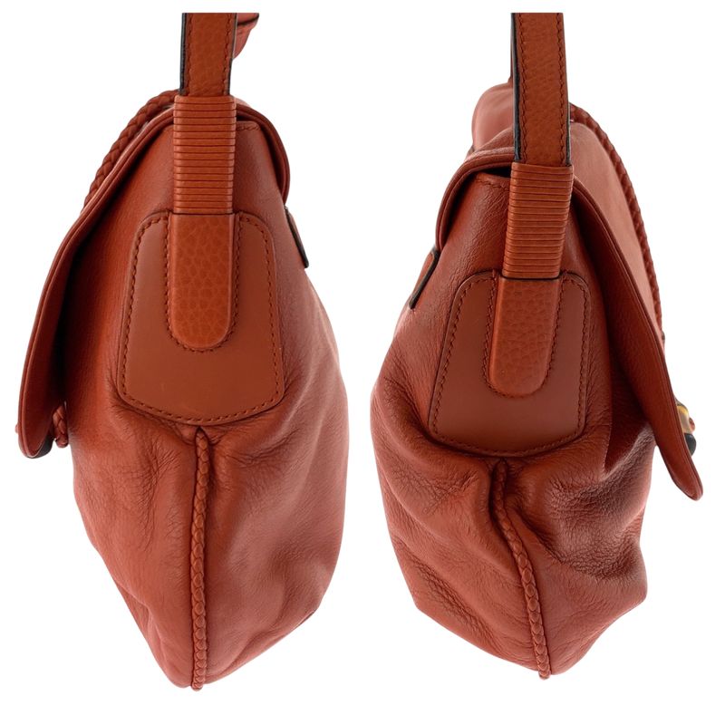 Gucci Bamboo Orange Brown Gold Leather Shoulder Bag Pochette