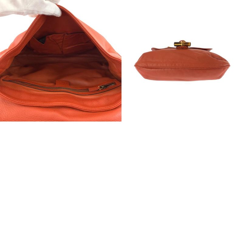 Gucci Bamboo Orange Brown Gold Leather Shoulder Bag Pochette