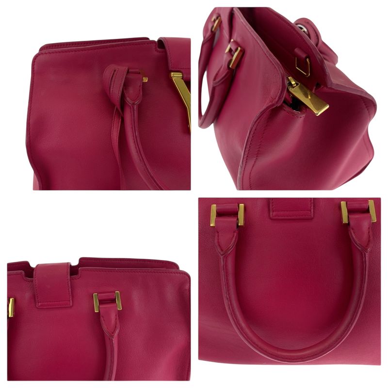 Saint Laurent Paris Petit Cabas Yline Fuchsia Pink Leather Shoulder Bag