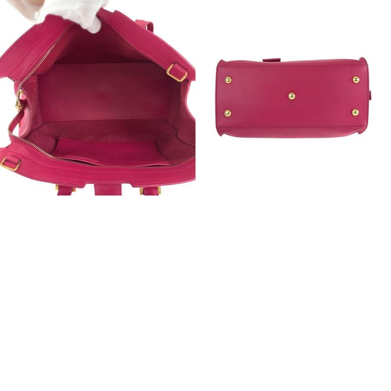 Saint Laurent Paris Petit Cabas Yline Fuchsia Pink Leather Shoulder Bag