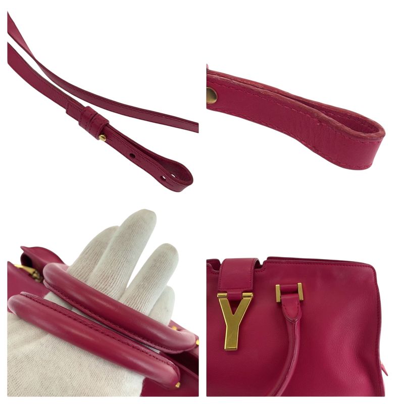 Saint Laurent Paris Petit Cabas Yline Fuchsia Pink Leather Shoulder Bag