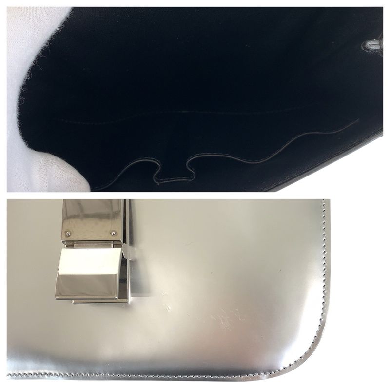 Celine Silver Leather Shoulder Bag Pochette