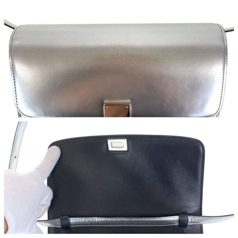 Celine Silver Leather Shoulder Bag Pochette