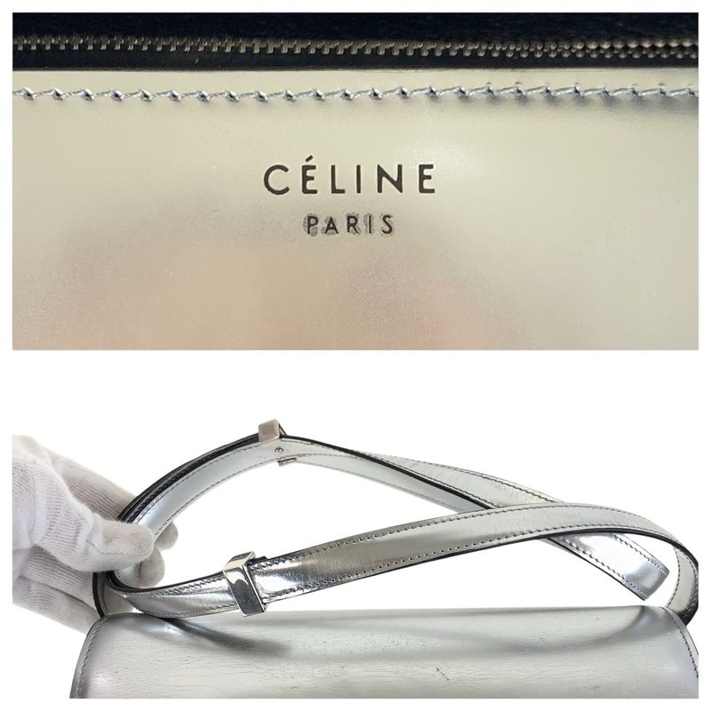 Celine Silver Leather Shoulder Bag Pochette