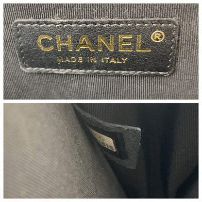 Chanel CC Logo White Black Gold Lambskin Clutch