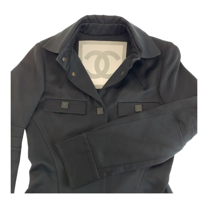 Chanel Sports Line CC Logo 34 Black Cotton Silk Jacket