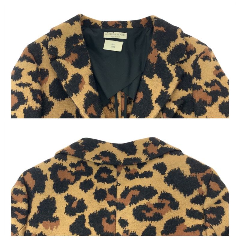 Bottega Veneta Leopard 38 Brown Coat Long Chesterfield