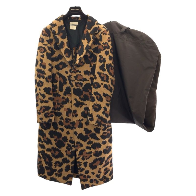 Bottega Veneta Leopard 38 Brown Coat Long Chesterfield