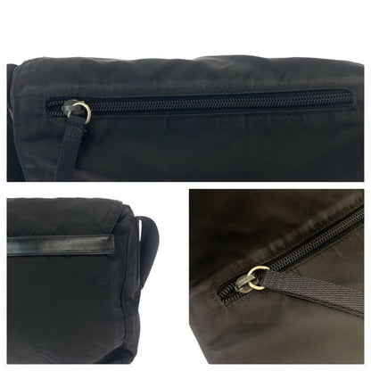 Prada Tessuto Black Silver Nylon Shoulder Bag