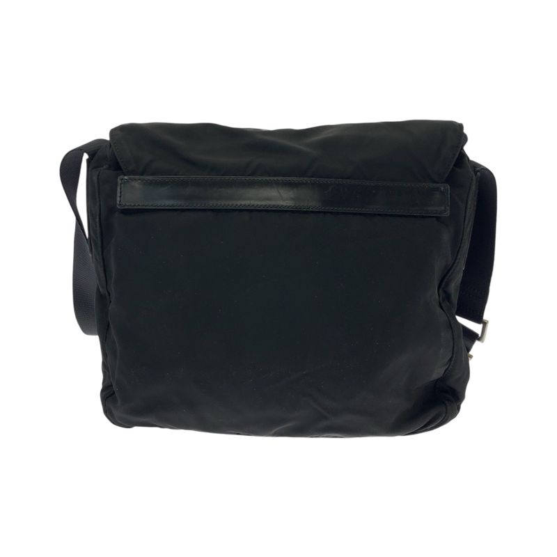 Prada Tessuto Black Silver Nylon Shoulder Bag