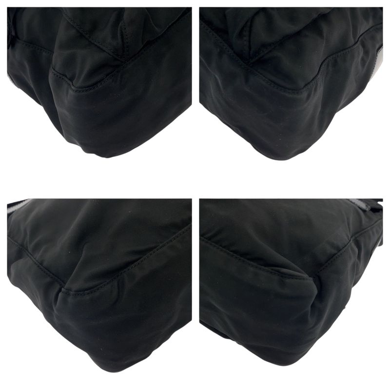 Prada Tessuto Black Silver Nylon Shoulder Bag