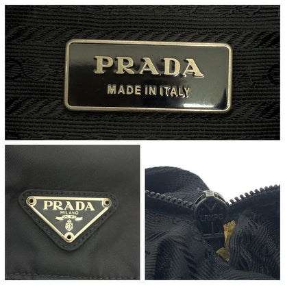 Prada Tessuto Black Silver Nylon Shoulder Bag
