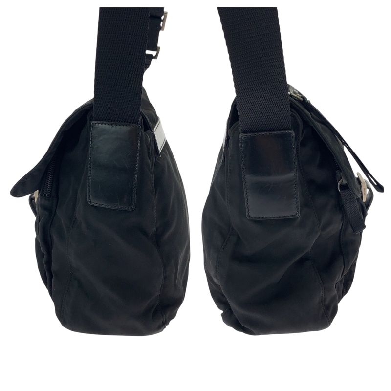 Prada Tessuto Black Silver Nylon Shoulder Bag
