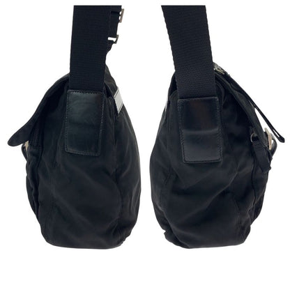 Prada Tessuto Black Silver Nylon Shoulder Bag