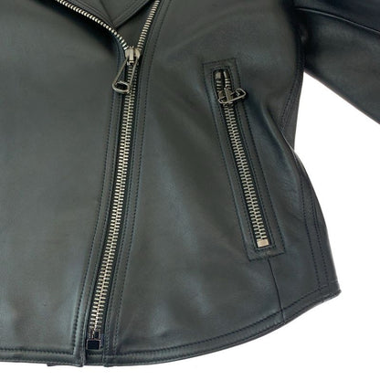 Fendi Zucca Pattern 36 Black Brown Silver Lambskin Riders Jacket