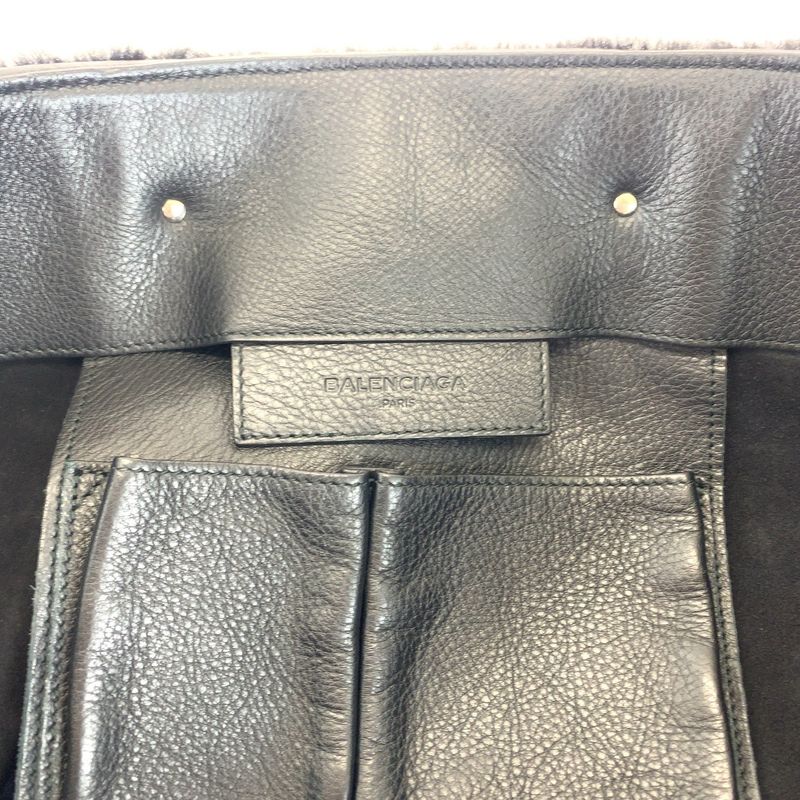 Balenciaga Paper Black Silver Mouton Leather Tote