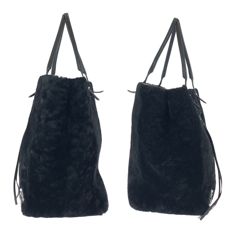Balenciaga Paper Black Silver Mouton Leather Tote