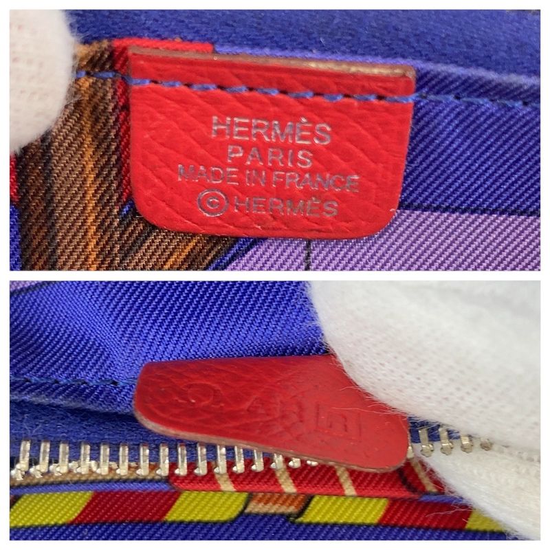 Hermes Azap Silk in Compact Bougainvillea Red Silver Veau Fold Wallet