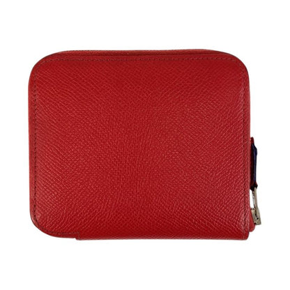 Hermes Azap Silk in Compact Bougainvillea Red Silver Veau Fold Wallet
