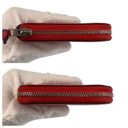 Hermes Azap Silk in Compact Bougainvillea Red Silver Veau Fold Wallet