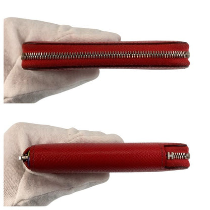 Hermes Azap Silk in Compact Bougainvillea Red Silver Veau Fold Wallet