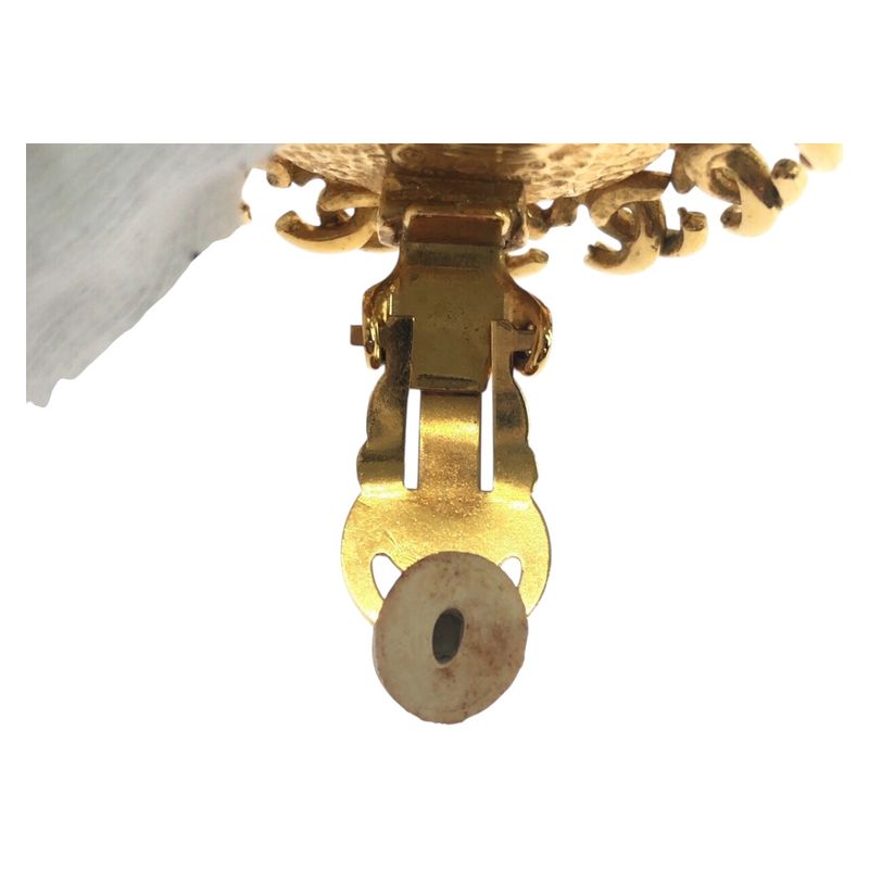 Chanel Vintage CC Logo Gold Plated Earrings 95