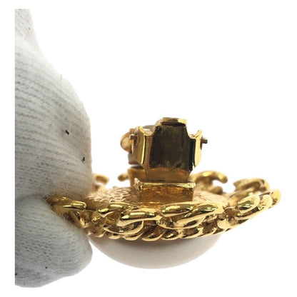 Chanel Vintage CC Logo Gold Plated Earrings 95