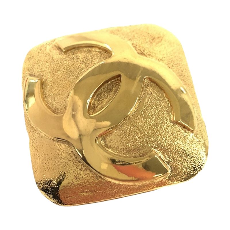 Chanel Vintage CC Logo Gold Plated Brooch 29 Engraved