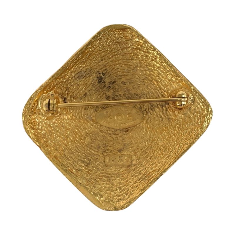 Chanel Vintage CC Logo Gold Plated Brooch 29 Engraved
