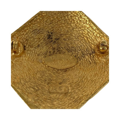 Chanel Vintage CC Logo Gold Plated Brooch 29 Engraved