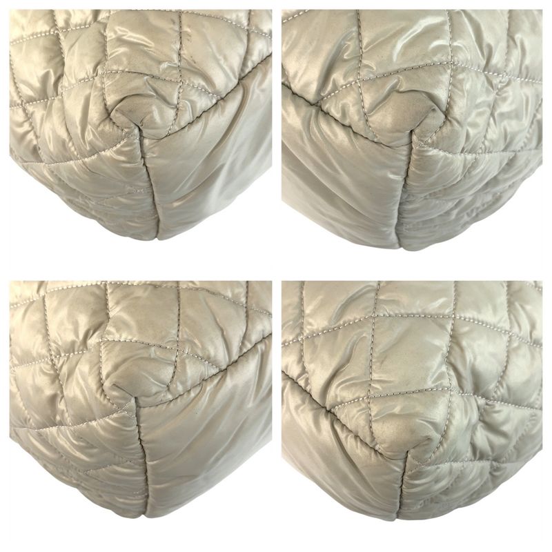 Chanel Coco Green Silver Nylon Tote Shoulder Bag