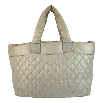 Chanel Coco Green Silver Nylon Tote Shoulder Bag