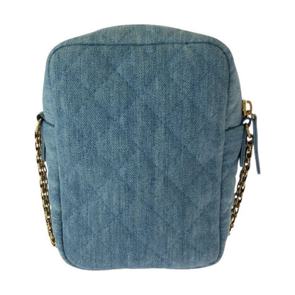 Chanel 2.55 Quilted Blue Gold Denim Shoulder Bag Pochette