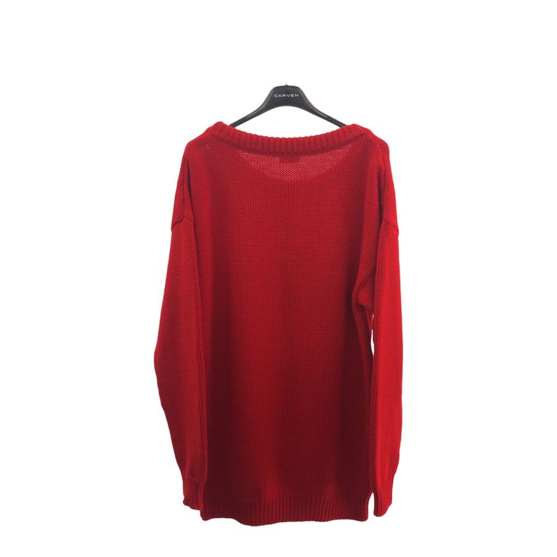 Celine Clown Sequin XS Red Multicolor Wool Cotton Sweater Knit