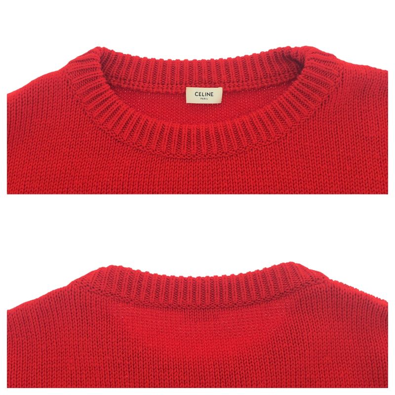 Celine Clown Sequin XS Red Multicolor Wool Cotton Sweater Knit