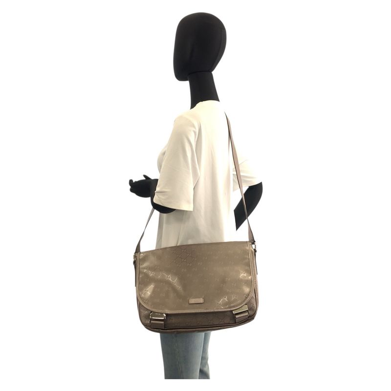 Gucci GG Supreme Metallic Brown Silver Shoulder Bag