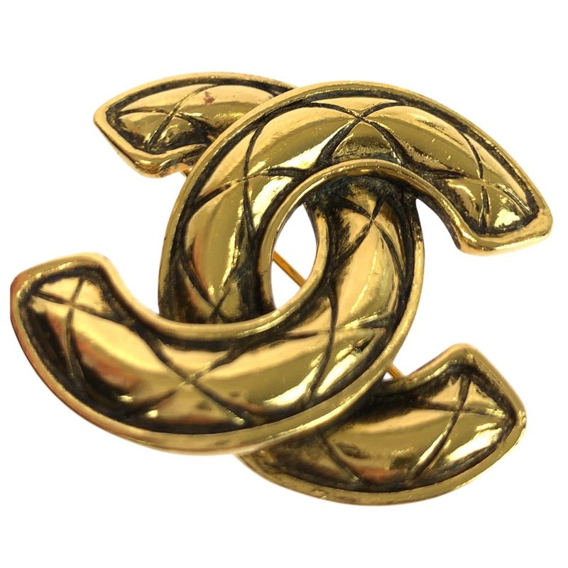 Chanel Vintage CC Logo Gold Metal Brooch