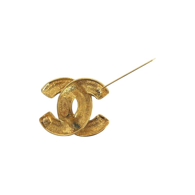Chanel Vintage CC Logo Gold Metal Brooch