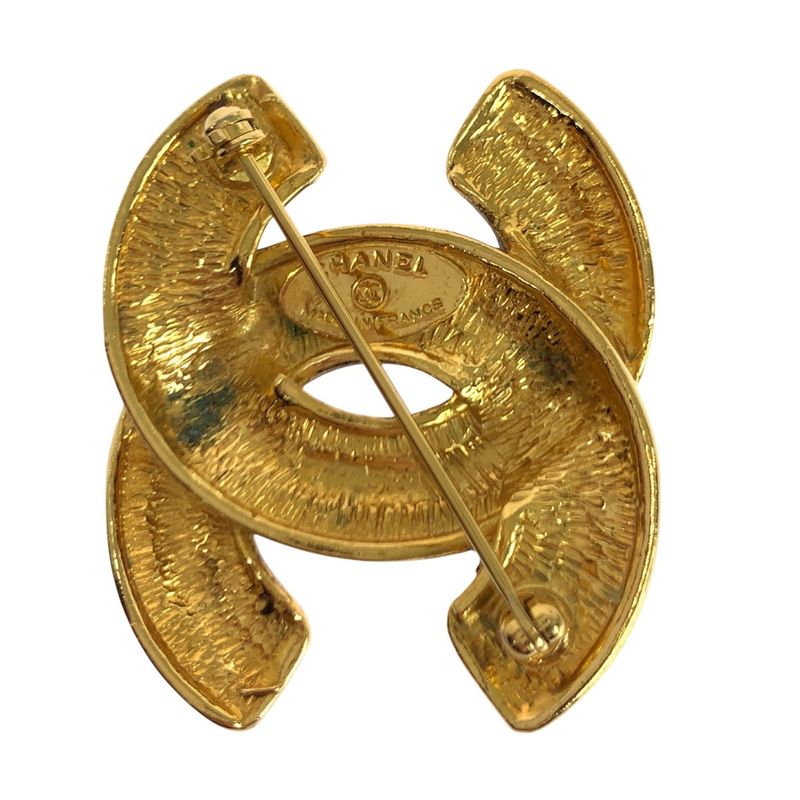 Chanel Vintage CC Logo Gold Metal Brooch