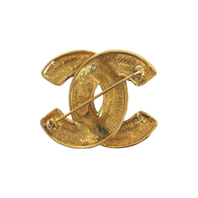 Chanel Vintage CC Logo Gold Metal Brooch