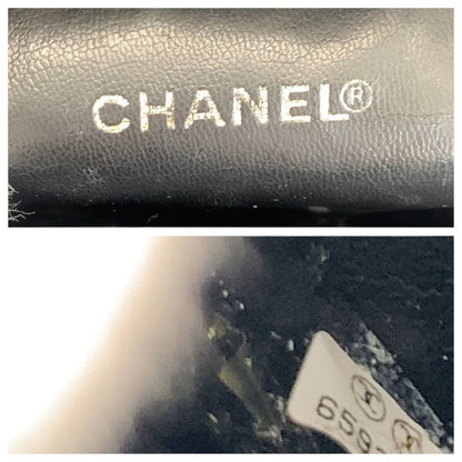 Chanel CC Logo Black Gold Caviar Leather Handbag Vanity Makeup Pouch