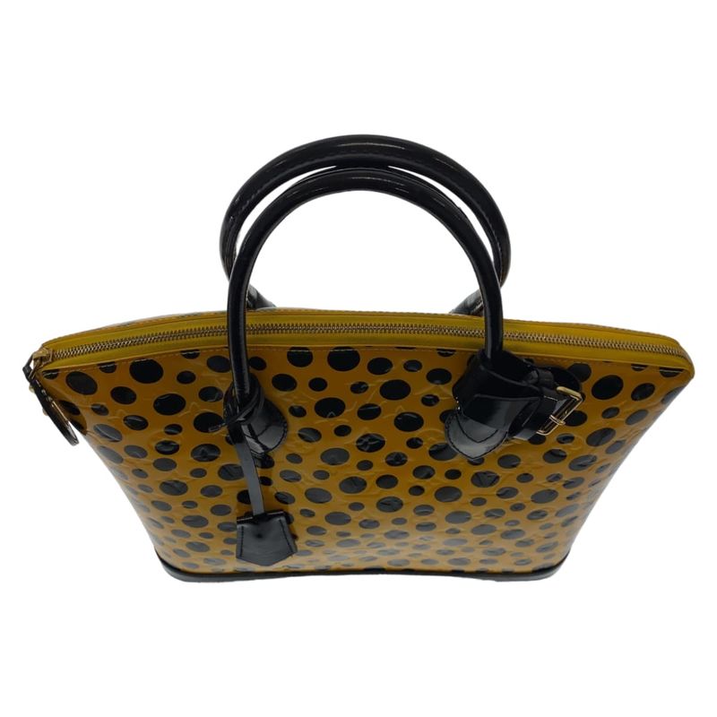 Louis Vuitton Monogram Vernis Lockit MM Yayoi Kusama Gold Patent Leather Handbag